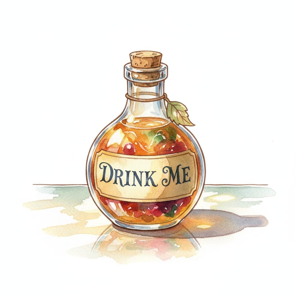 Bottle with DRINK ME label