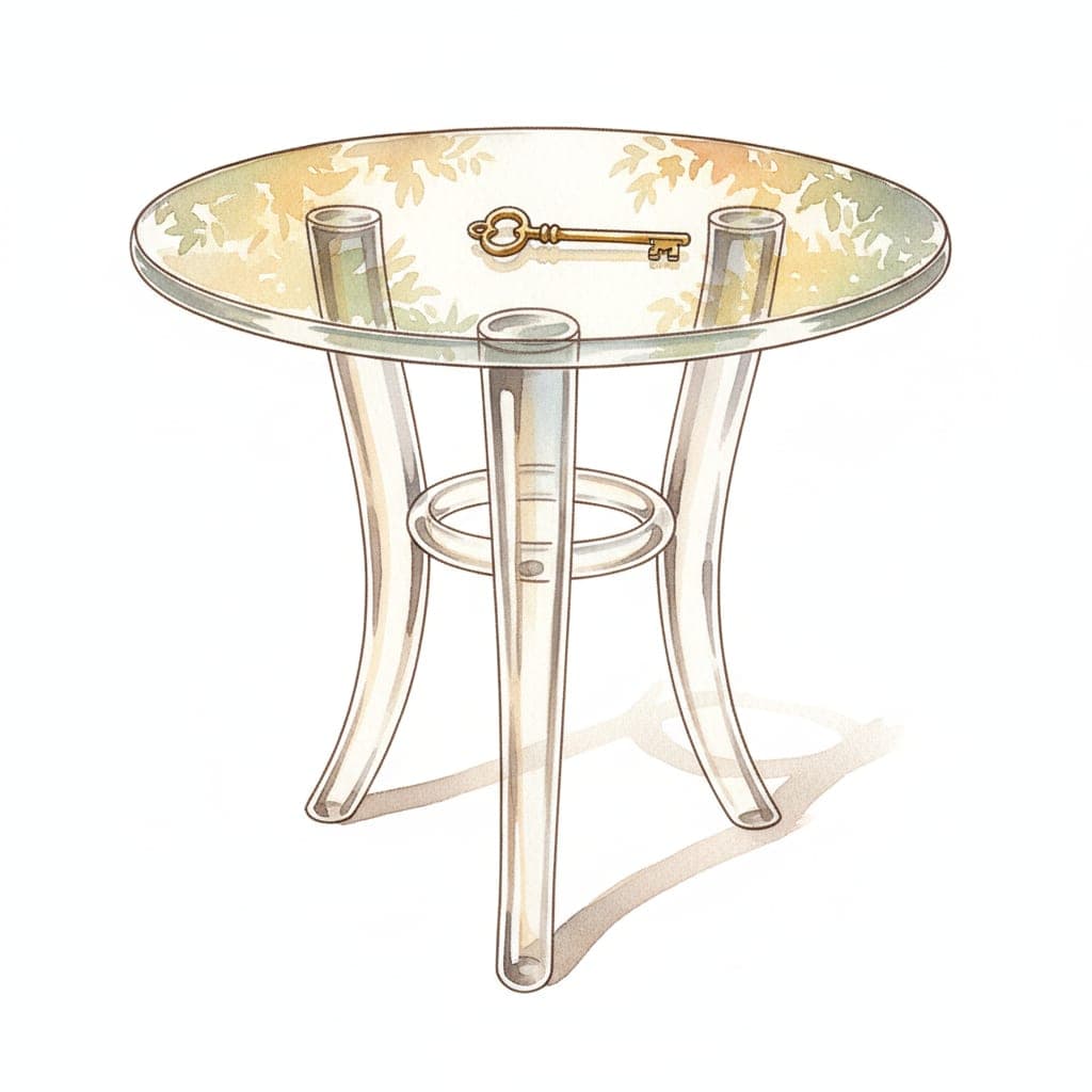 Three-legged glass table